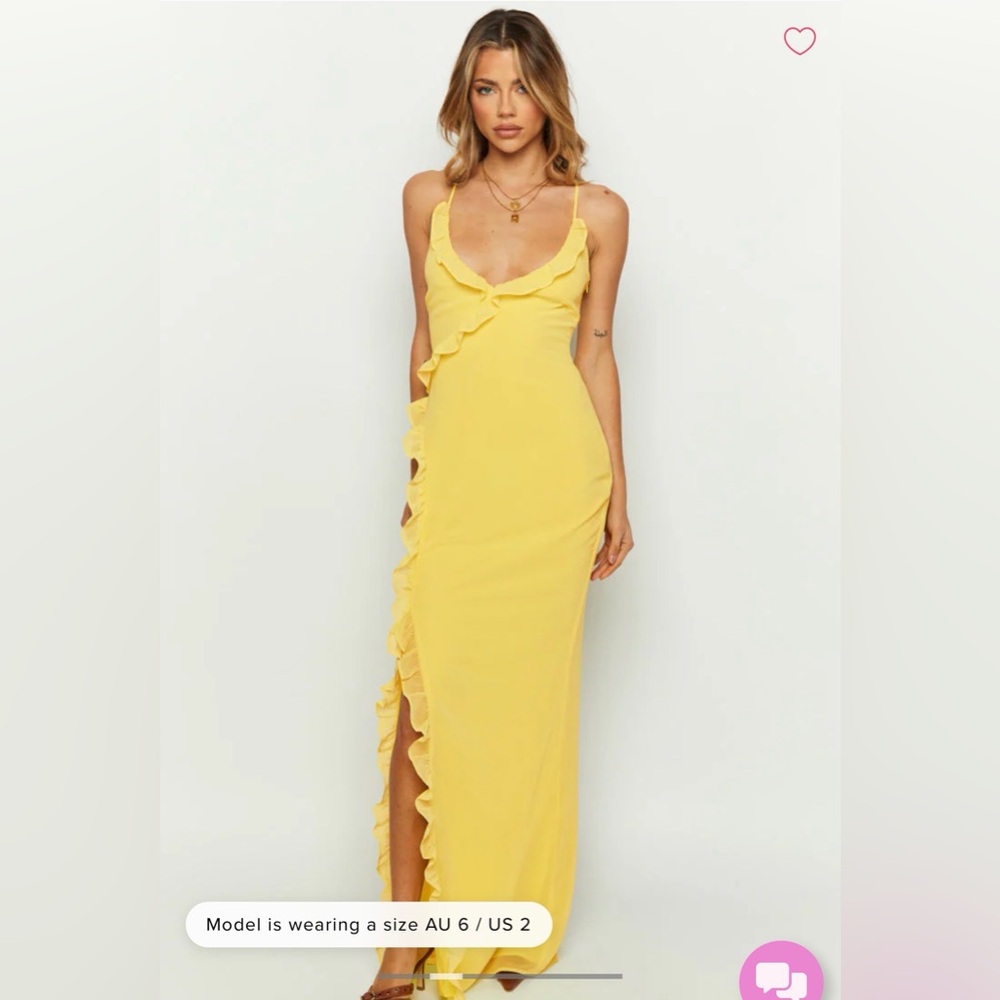 Beginning Boutique Sunny Yellow Ruffle Slip Maxi Dress